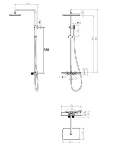 Душевая система с термостатом Grocenberg GB7038BL Чёрный матовый
