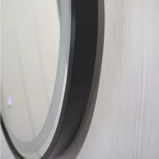 Зеркало Comforty  в черной алюминиевой раме Comforty Лея-75 LED-подсветка, бесконтактный сенсор, антизапотевание