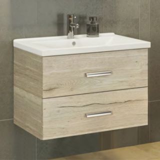 Comforty Тумба-умывальник "Парма-80" дуб дымчатый с раковиной "Миранда-80"