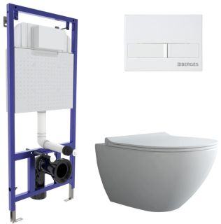 Комплект Berges 4в1 043265: инсталляция NOVUM525 кнопка L1 белая унитаз Puma XL Rimless сиденье Toma Slim SO