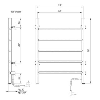 Полотенцесушитель электрический Domoterm Аврора DMT 109-5 50x71 EK R белый