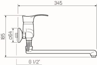 Смеситель для ванны с душем РМС SL86-006 хром