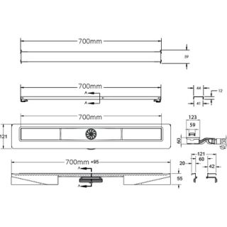 Душевой лоток Berges Wasserhaus C1 Brise 090132 70 Матовый хром