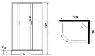 Душевая кабина Niagara NG-3312-14RBK 120x80см серебро/матовое