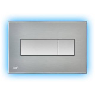 Кнопка управления с цветной пластиной AlcaPlast хром матовый свет - голубой M1471-AEZ111