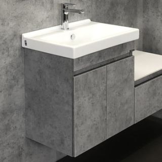 Comforty Тумба-умывальник "Осло-60" бетон светлый с раковиной Fest 60 F01 00-00000835