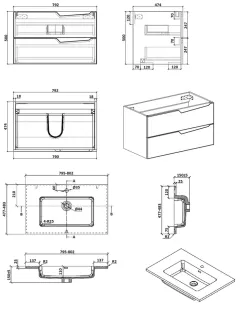 Подвесная тумба с раковиной Parly Spa Rhea80 чёрный матовый