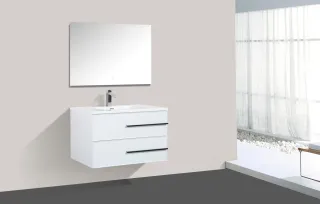 Подвесная тумба с раковиной Parly Spa Bella90 белый глянцевый