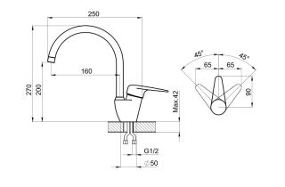 Смеситель для кухни Granula 1024, СЛАНЕЦ Сланец