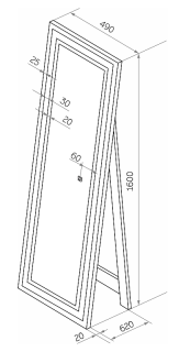 Зеркало с подсветкой Continent Norden ЗЛП1401 напольное с сенсорным выключателем 49см