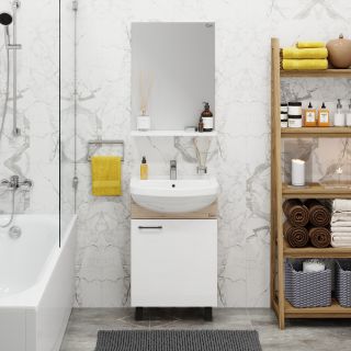 Напольная тумба под раковину Onika Эко Black 105209 разборная 52см белый/дуб сонома