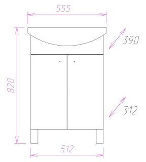 Напольная тумба под раковину Onika Лига 105554 55см белый
