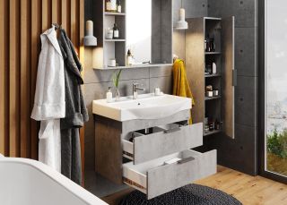 Подвесная тумба под раковину Onika Девис 108048 80см бетон чикаго