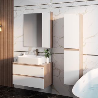 Подвесная тумба под раковину Onika Алеста 108054 80см белый/светлый камень