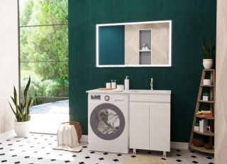 Напольная тумба с раковиной Эстет Barcelona Luxe ФР-00007066 П 120см две двери белый