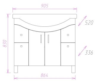 Напольная тумба под раковину Onika Эльбрус 109016 90см белый