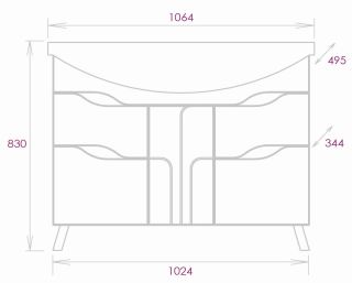 Напольная тумба под раковину Onika Веронэлла 110508 105см белый