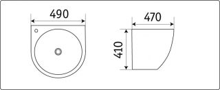 Раковина  CeramaLux 500FBW черный 49 см