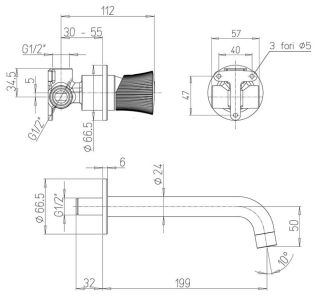 Встраиваемый смеситель для раковины Paini Domus 18PJ208PZ матовое золото