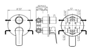 Встраиваемый смеситель для ванны Paini Viva Style P4YO6911 чёрный