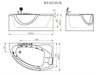 Ванна гидромассажная акриловая Orans BT-62110R 62110R 160x100 см