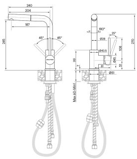 Смеситель для кухни Paulmark Kassel Ka214311-418 чёрный металлик