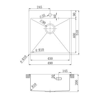 Кухонная мойка Lemark Janga 490 9932108 чёрный матовый