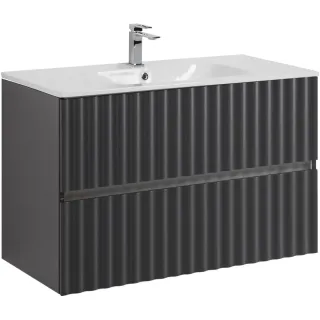 Тумба под раковину ArtMax Elegant AM-ELEGANT-900-2C-SO-GM-LED 90 см серый матовый