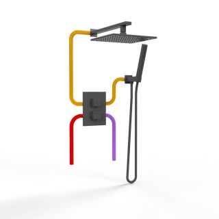 Душевой комплект Paini Grazia 21PZSET26911THSH с термостатом чёрный матовый