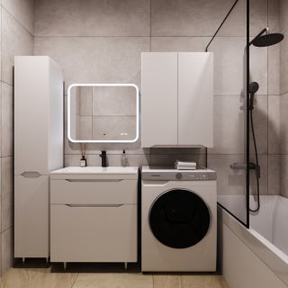 Пенал Style Line Марелла 30 Люкс Plus СС-00002421 с бельевой корзиной белый матовый