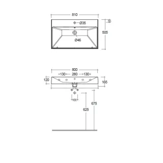 Раковина Kludi Resa 59WW81O2 80 см светло-серый матовый