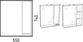 Зеркало-шкаф с подсветкой Corozo Лорена правый 65см лайн SD-00000295