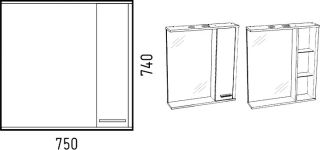 Зеркало-шкаф с подсветкой Corozo Лорена правый 75см антик SD-00000296