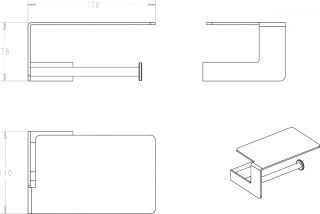 Держатель для туалетной бумаги Boheme Q с полкой чёрный/хром 10941-CR-B