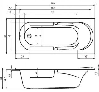Акриловая ванна Riho Future B074001005 180x80см белый