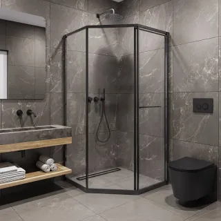 Душевой уголок Timo T35R 100x100 см правый чёрный
