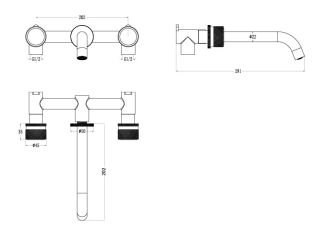 Встраиваемый смеситель для раковины Boheme Stick Diamond 152-2-CB брашированная медь