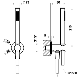 Душевая лейка Gessi Anello 63329.299 чёрный матовый