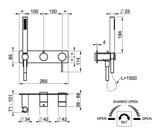 Встраиваемый смеситель для душа Gessi 316 54038.708 брашированная медь