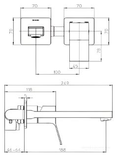 Встраиваемый смеситель для раковины Bossini Aki Z00731.094 брашированный никель