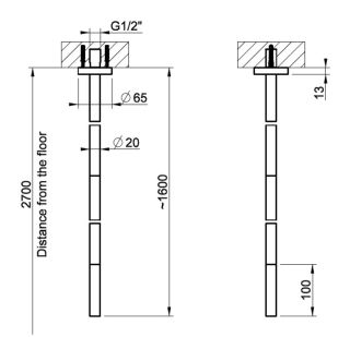 Излив потолочный Gessi Flessa 54099.707 чёрный брашированный