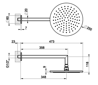 Верхний душ Gessi Anello 63348.707 25 см чёрный брашированный
