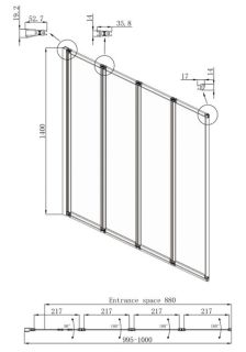 Шторка на ванну Ambassador Bath Screens 16041111L 100см левая хром/прозрачное