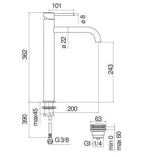 Смеситель Nobili LV00128/2BM для раковины черный матовый