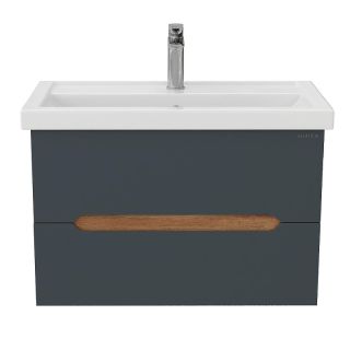 Тумба под раковину подвесная Onika Айленд 107068 70 см графит/дуб крафт золотой