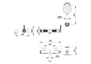 Смеситель для  ванны Boheme ETERNA GUN METALL оружейная сталь