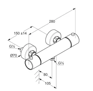 Смеситель для душа Kludi Objekta Therm E 35200N538 с термостатом брашированный никель