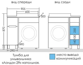 Тумба под раковину для стиральной машины СанТа Лондон 224027 29см белый