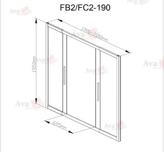 Душевая дверь в нишу AvaCan FB2 190-210 MT чёрный