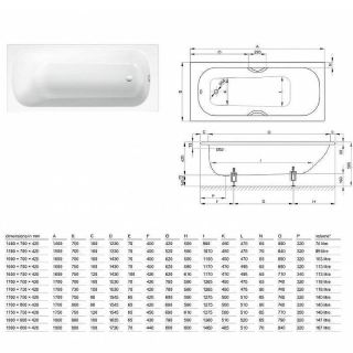 Стальная ванна Bette BetteForm 2942-000ADPLUS 160x70 см белый